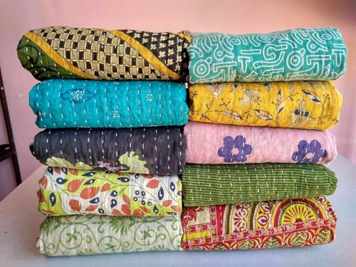 Textillhub KTGD005 Indian Wholesale Indian Tribal Kantha Quilt Vintage Handmade Blanket Patch Kantha Throw Hippie Bohemian Cotton Saree Made Kantha Rally  thumb #1