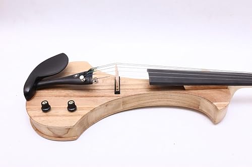 Miniatura 3 de Violín eléctrico Cuerpo de madera maciza Piezas de accesorios de ébano Afinador agradable Pastilla pasiva con arco, bolsa de caja (cuerda negra-4)
