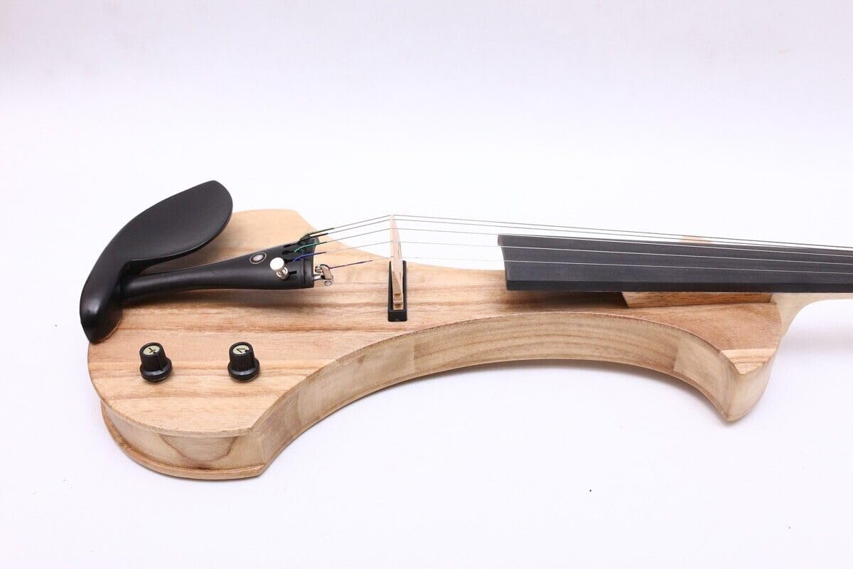 WUQIMUSC Violon Électrique 5 Cordes Silencieux 4/4 Noir Style EV8 Avec Étui - Pour Débutants Et Adultes