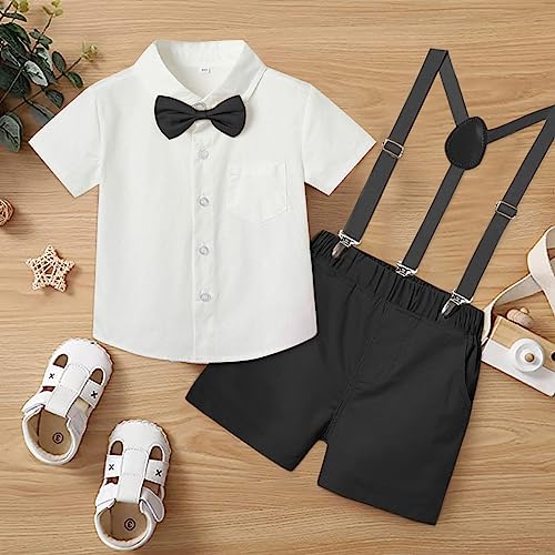 Baby Jungen Gentleman Anzüge, Kleinkinder Kleidung Set Kurze Ärmel T-Shirt + Bowtie + Kurze Hosen Taufe Anzug Taufe Hochzeit Outfit