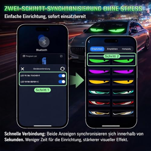 Luces LED ojos de diablo con texto personalizable y letrero luminoso para coche 5V 2