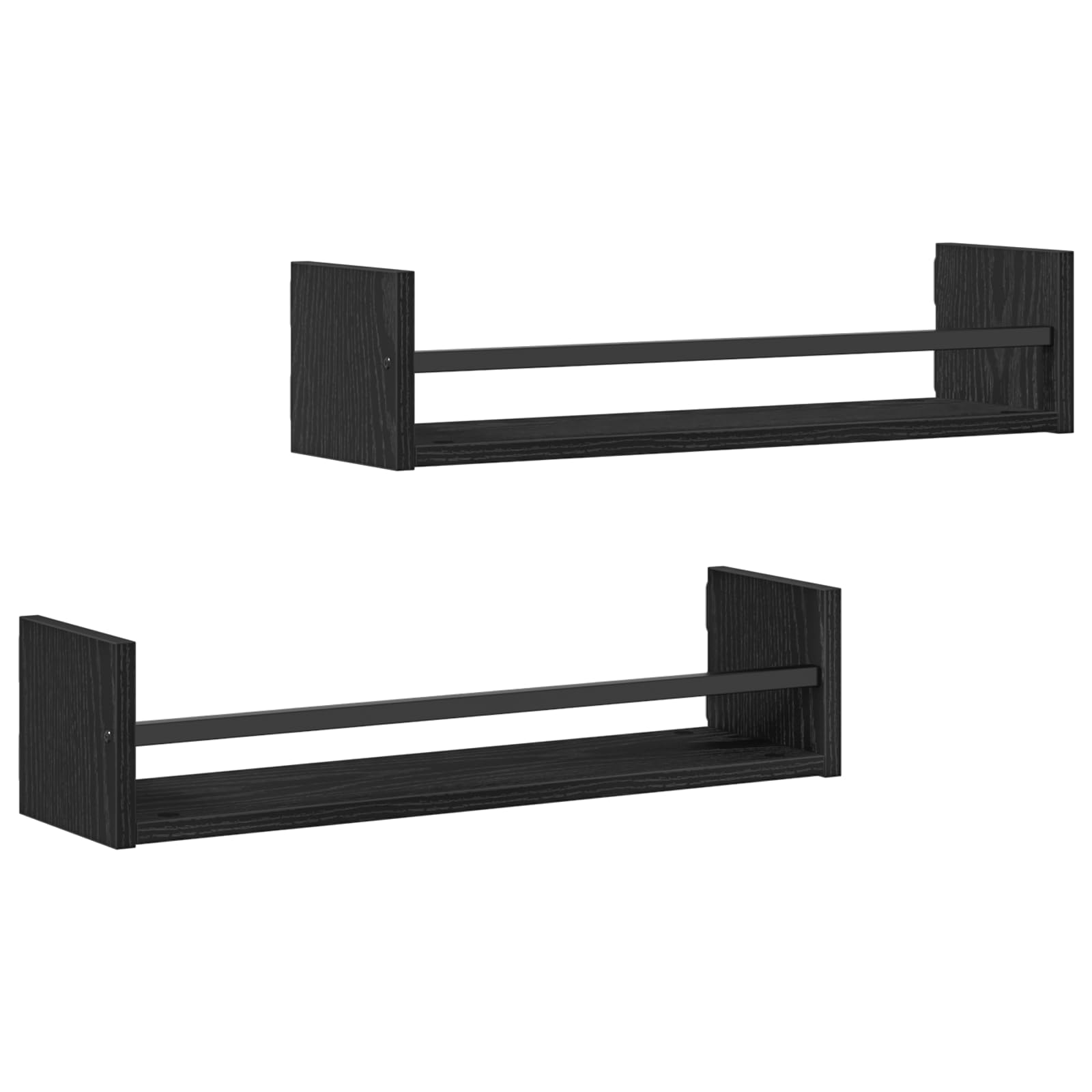Set di 2 Mensole a Parete Quercia Nera 60x16x14 cm Legno Ingegnerizzato, Mensole da Muro Salvaspazio per Soggiorno Cucina Bagno Design Moderno