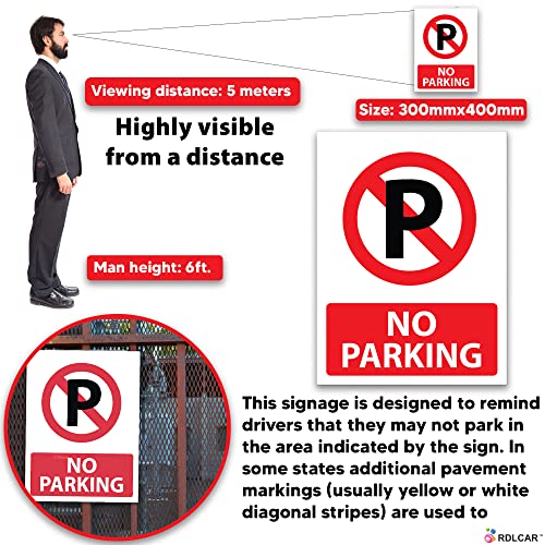 RDLCAR No Parking Sign, 1mm Rigid PVC, Highly Visible Caution Mark for Restricted Parking Areas - Image 3