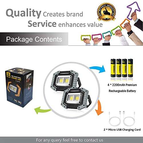 Rechargeable Work Light,FOSFIS 30W 1500 Lumens Ultra Bright Portable LED Work Lights with Stand Battery Powered Flood Light for Garage Outdoor Camping Emergency and Job Site Lighting (GRAY/2PACK) - Thumbnail 7