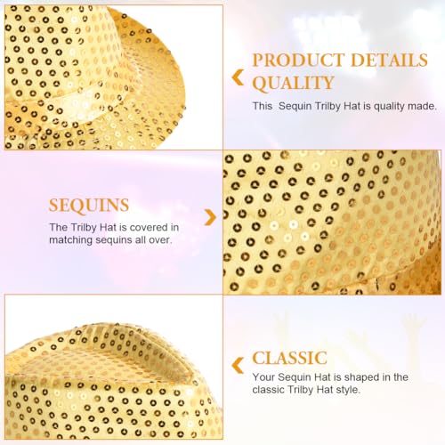 Aomig Sequin Hat, Glitter Jazz Caps for Adult, Sequin Fedora Hat for Party, Hip-Hop Sequin Hat Fancy Dress, Shiny Disco Hat for Hen Party Night Jazz Dancers Gangsters Rapper Cowboy Mardi Gras Silver