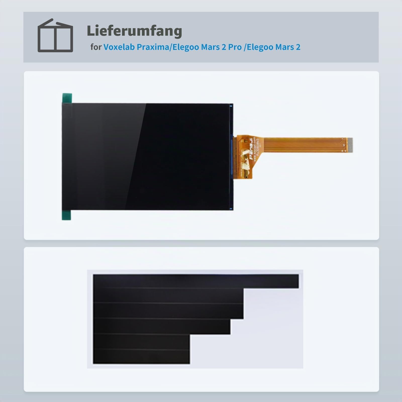 Chitu Systems Upgraded LCD-Bildschirm für Elegoo Mars 2/Mars 2 pro 3D-Drucker Bildschirm Ersatz, 6,08 Zoll Monochrom-LCD-Bildschirm, 2K Lichthärtung Druck mit 1620x2560 Auflösung