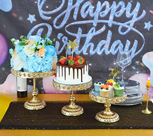 Feictpox Cake Stand Set For Dessert Table Metal Cake Stands With Crystal Cupcake Display Stand,Gold #TOP1