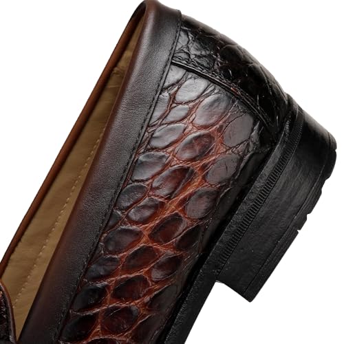 Classic Mens Leather Dress Loafer, Luxury Crocodile Printed Formal Business Shoes Slip on Dress Shoes with Buckle Penny Loafer for Mens4