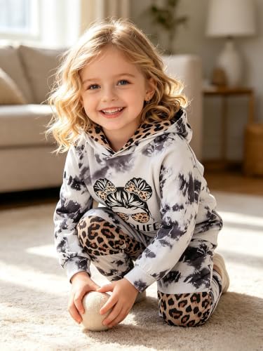 Image of Kid Toddler Girl Clothes - Tie Dye Hoodie Sweatshirt Girl Outfits Pullover Jogger Hooded Sweatpant Set