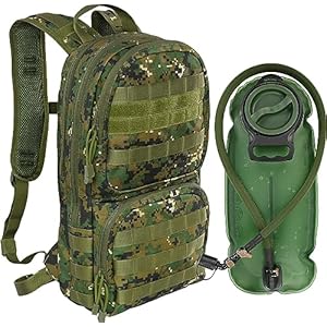 MARCHWAY Tactical Molle Hydration Pack with 3L TPU Water Bladder, Military Backpack for Backpacking, Hiking, Running, Cycling