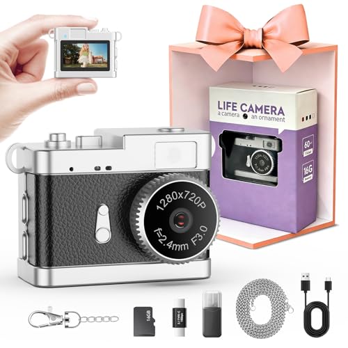 Trunsif Mini Keychain Camera–2MP HD Mini Digital Camera with 16GB Card&Cool Keychains,Instant Photos&Video Anywhere,Suitable for Children/Adults,Collectible Gift for Travel,Gathering&Holiday Gift