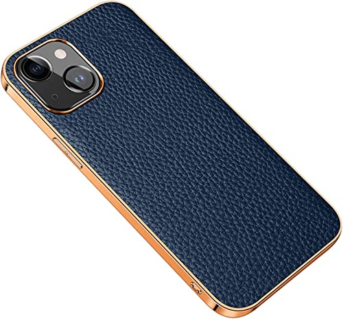 Coque iPhone 14 Plus bleue en cuir idéale pour le bureau et le quotidien