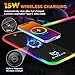 Gimars RGB Gaming Mouse Pad with 15W Wireless Charging, XL Mouse Mat 800x300x4mm, 10 LED Light Modes, Large Mousepad with Premium Smooth Surface, Non-Slip Rubber Base for Gaming MacBook PC Laptop Desk