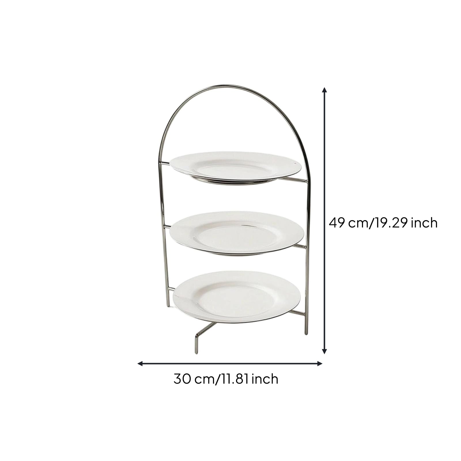 Expositor Postres Acero Inoxidable Elegante Banja Triple Niveles Morno Soporte Escalonado para Reposteros , Diámetro Del Plato Grande 24 CM