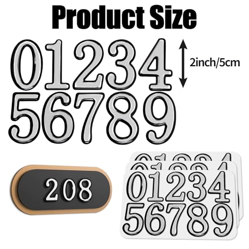 Image of opasyo 30 Pieces Mailbox Numbers for Outside 2 inch 0-9 Self-Adhesive Mail Box Numbers,3D Gold House Numbers for Mailbox, Apartment, House, Trash Bins,Office Hotel Room (Silver, 2inch)