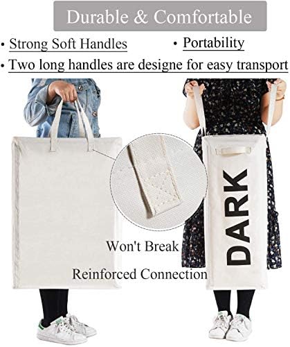ALINK 26" Tall Slim Laundry Basket with Handles, 2Pcs/Set 130L Extra Large Thin Foldable Waterproof Double Laundry Hamper Bag Bin for Dirty Clothes Storage - Beige(XXL)