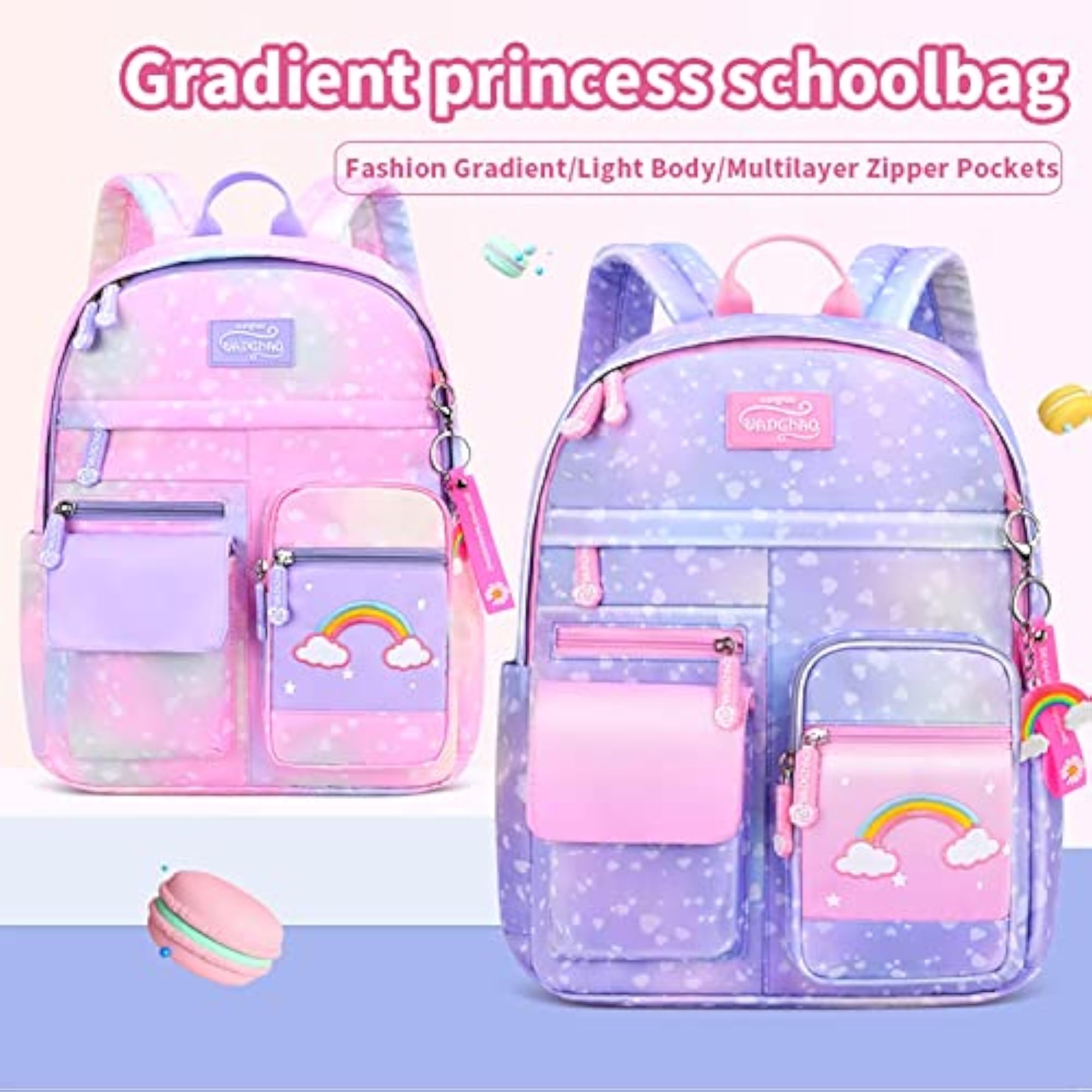 Unicorn School Backpack for Kids, Rainbow Capacity