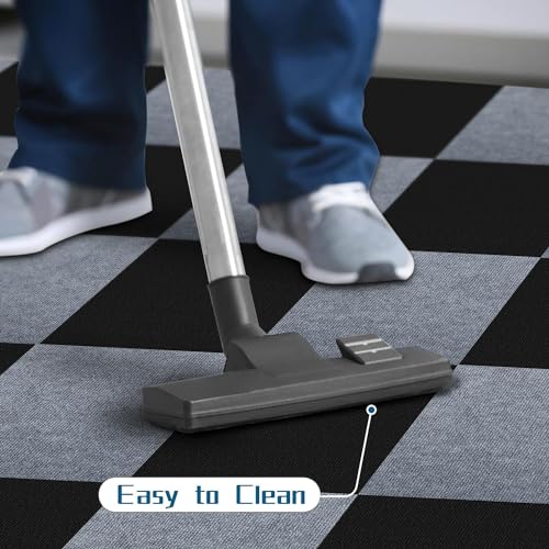 KAHEIGN 30Pcs Teppichfliesen 30x30cm selbstklebende Teppichfliesen, strapazierfähiger Teppich Bodenbelag Selbstklebend Rutschfest Teppichboden für Büro, Wohnzimmer, Schlafzimmer (hellgrau)