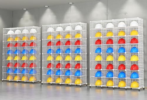 Présentoir à casques de chantier mobile blanc 32 cases pour rangement EPI - 8