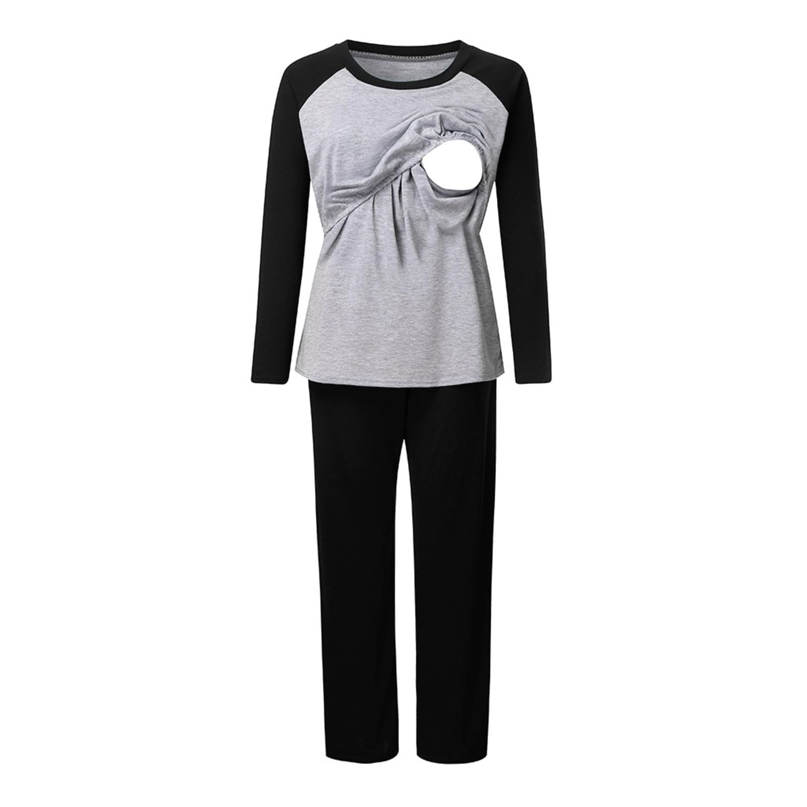 Still Pyjama Damen Schlafanzug Lang Schwangerschaft Langarm Thermo Umstandsschlafanzug Set Baumwolle Winter Umstandspyjama Stillpyjama Umstandsmode Schlafanzüge Stillfunktion Nachtwäsche für Stillzeit