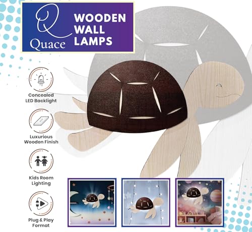 Image of Quace Wooden Turtle Wall Lamp for Gifts,Baby Adults Bedroom, Gaming Room, Home and Party
