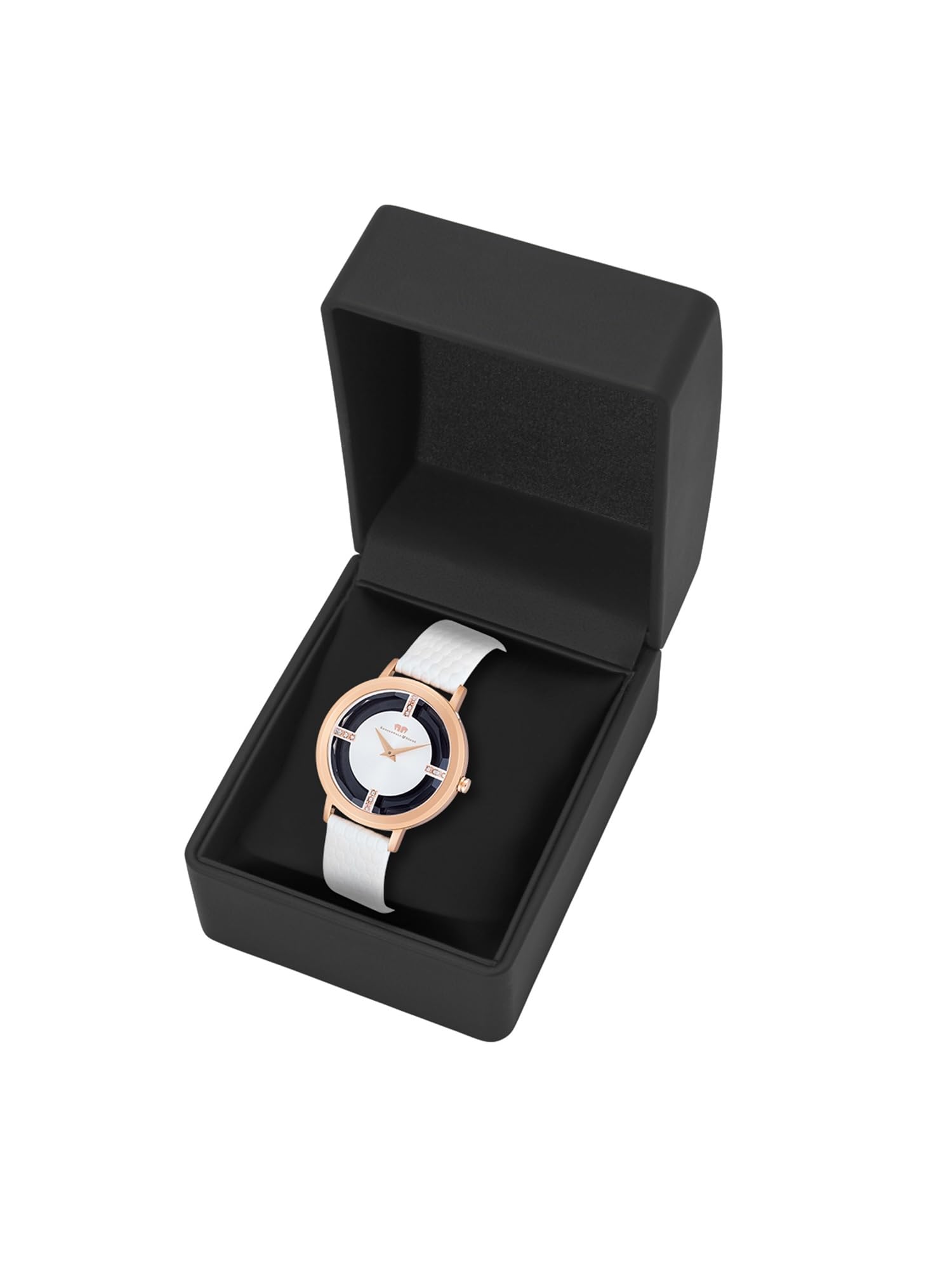 Rhodenwald & Söhne Lucrezia Damenuhr Edelstahl 3 ATM verziert mit Kristallen Echtlederarmband geprägt - Fashion-Uhr Frauen Skeletonoptik