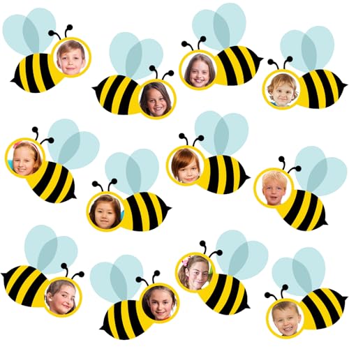 50 Pcs Bee Cutouts for Bulletin Boards Decorations Spring Elementary Honey Bee Classroom Cutouts with 100 Pcs Adhesive Points for DIY Craft Seasonal Classroom Decorations Teacher Supplies