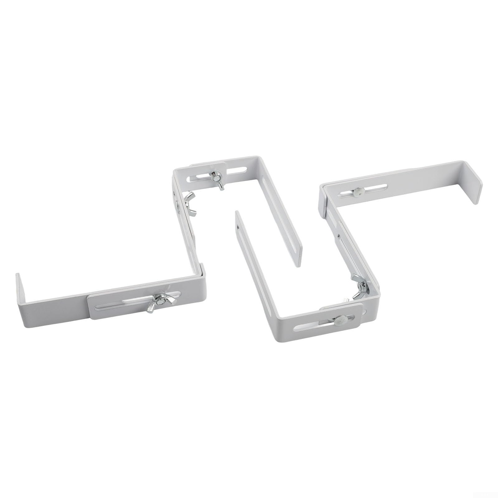 2 Stück verstellbare Kastenhalterung ohne Bohren Eisengeländer Pflanzenständer Balkon Garten Topfhaken Outdoor Hängekorb Unterstützung Weiß Metallgestell mit Edelstahlschrauben für Terrassenzaun