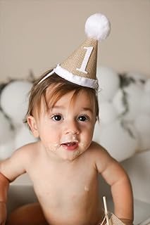 One Cone Hat 1st Birthday Pom Pom, 1st Birthday Hat, Neutral Cone Hat, 1st Birthday Burlap Rustic Cone Hat, Party Hat, Celebration Hat, Baby Hat, Kids Hat, Children Hat, Hat, Photo Prop, Gift Ideas
