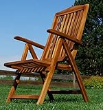 7-Fach Verstellbarer Gartenstuhl Hochlehner klappbar Verschiedene Modelle aus Teak - 3