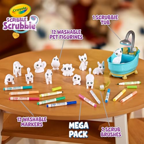 image for Crayola Scribble Scrubbie Pets Mega Set (25+ pcs), Reusable Pet Care T