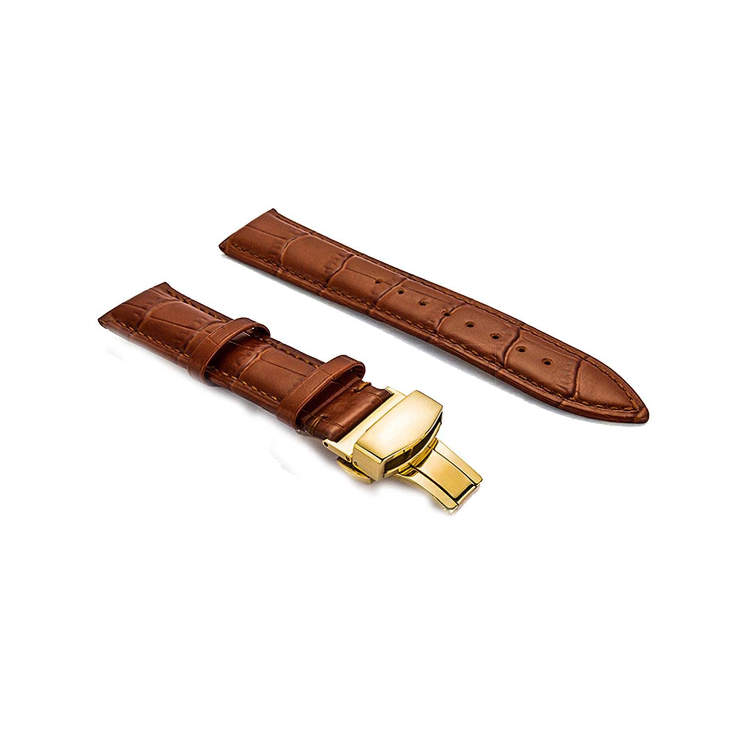 Ewatchaccessories 24mm Genuine Leather Watch Band Strap Fits ITALIAN TAN Deployment Yellow Buckle-YB-1 (B09TKVWXBF) Amazon Price History, Amazon Price Tracker
