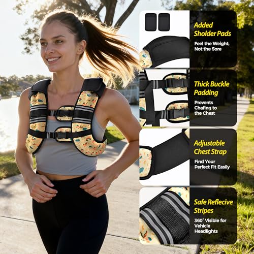 Image of PACEARTH Weighted Vest,6lb /8lb /10lb /12lb /16lb /20lb /25lb /30lb Weight Vest with Reflective Stripe, Body Weight Vests for Women, Men, Weight Loss Workout, Strength Training, Running, Walking, Jogging