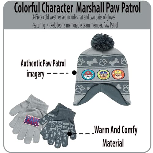 Image of Nickelodeon Boys Paw Patrol Winter Hat, 2 Pair Gloves or Mittens (Toddler /Little Boys)