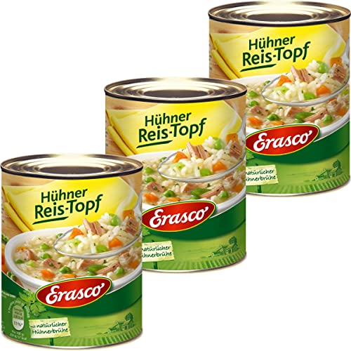 Erasco Hühner Reis Topf mit frischen Möhren und Kräutern 800g 3er Pack