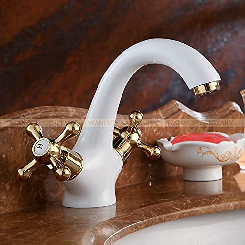 Robinet de lavabo en laiton blanc chic mitigeur d'eau chaude