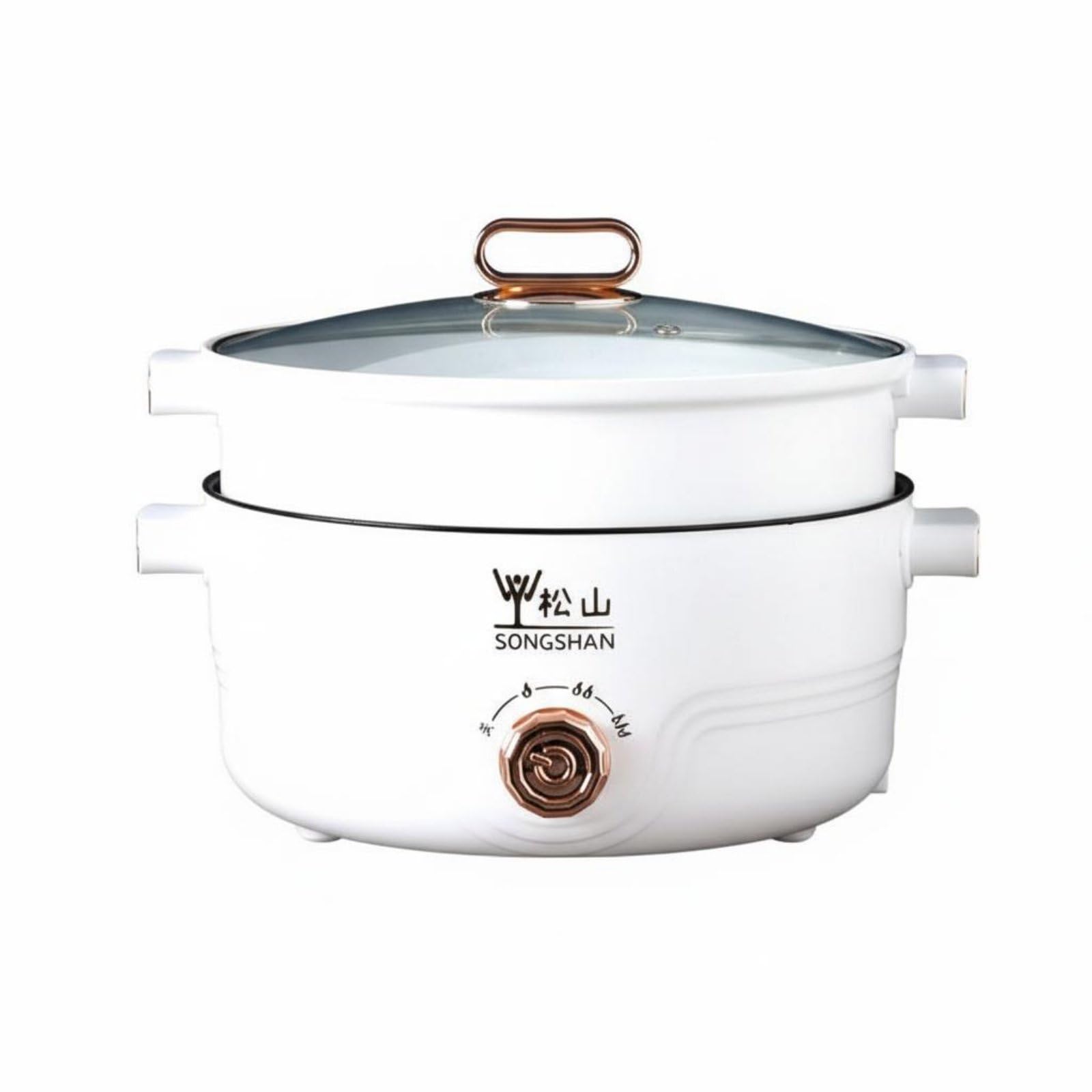 Enakshi® Multi-Functional Electric Hot Pot Low Power Multifunctional Electric Pot Easy to Clean Dormitory Pasta Cooker Boil Dry Protection for Students, Dorm Room, Office, White, Double Layer-image-24