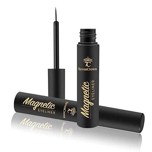 7C SEVENCROWN Delineador de ojos líquido magnético impermeable, color negro, sujeción mejorada durante todo el día, a prueba de sudor, funciona