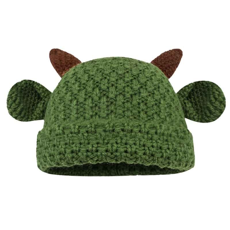 CORIRESHA Unisex Cute Horns Bear Ears Beanie Winter Crochet Hat Animal Lover Gift