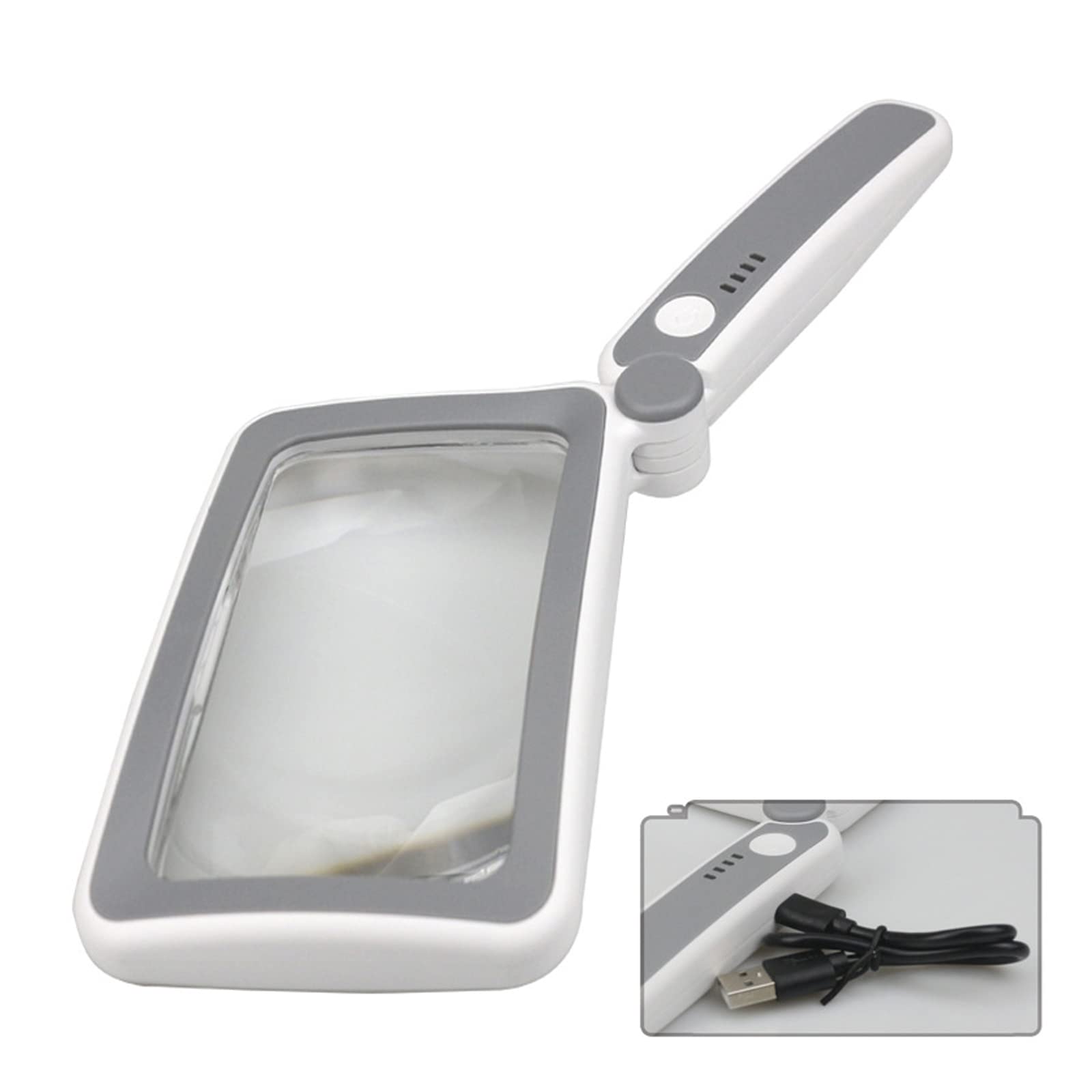 CHENZILIN Glass LED Illuminated Eye-Loupe Magnifier Handheld Lens for Coin Stamps Reading Rechargeable