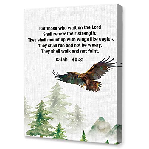 LISTNGBO Inspirierendes Zitat Bibelvers Jesaja 40:31 Soar On Wings Like Eagles Leinwand-Kunstdrucke Dekoration für Zuhause, Schlafzimmer, Mädchen, Zimmer, Büro, Christen, Geschenke, 27.9x35x35 cm