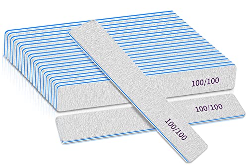 Nagelfeile 100/100 (12 Stück), Nagelfeilen für Acrylnägel und falsche Nägel, Schmirgelbretter-Nagelfeilen, waschbares und wiederverwendbares Nagelfeilen-Set, Nagellack-Kombination für Nagelstudios Cover