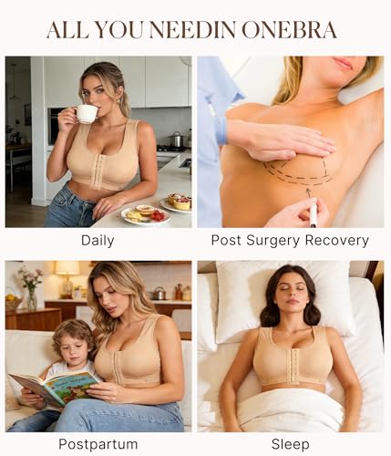 Image of BRABIC Post Surgery Front Closure Bras for Women No Underwire Compression Surgical Mastectomy Everyday Bra