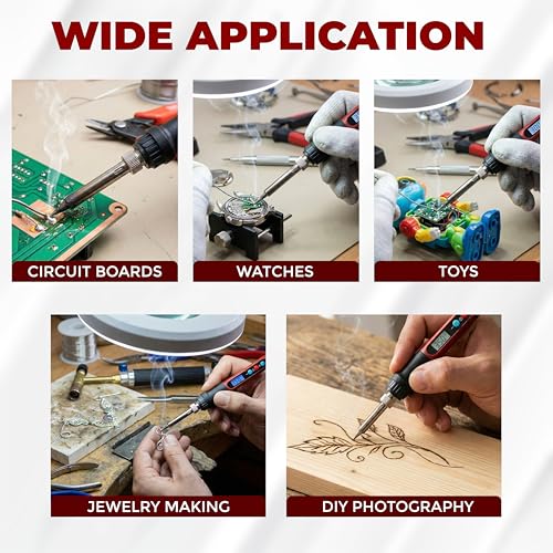 Image of iBELL IBL S60-12 Digital Soldering Iron Kit, 60W Adjustable Temperature 180C-480C, LCD Display, Auto Sleep & Auto OFF, C /F Switch, Complete Soldering & Desoldering Tool Set