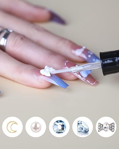 Miniatura 3 de Pegamento de diamantes de imitación para uñas, pegamento de uñas de precisión BORNBYME para diamantes de imitación, 0.3 onzas líquidas, pegamento de