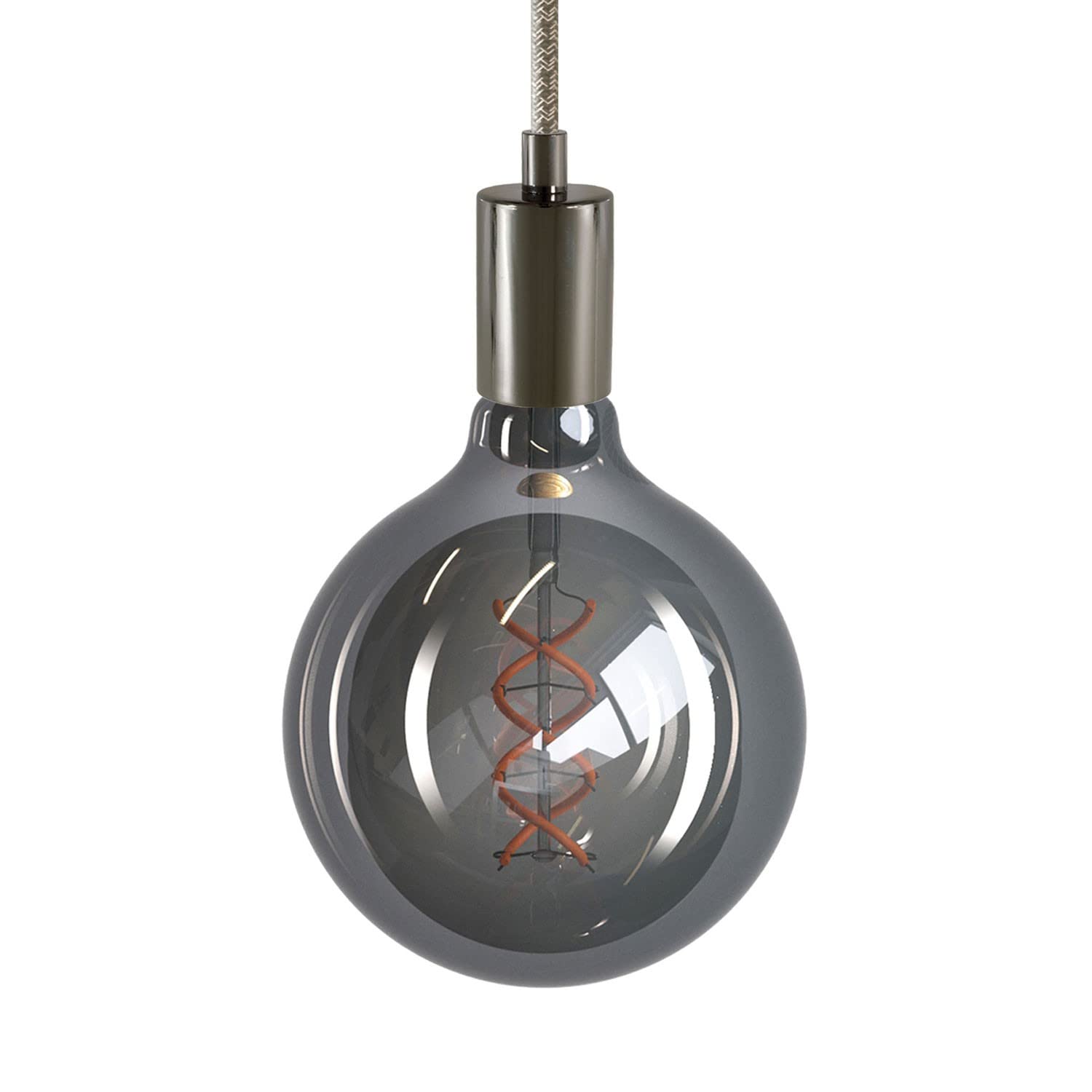 creative cables Lampada a sospensione Made in Italy completa di cavo tessile e finiture in metallo - Senza lampadina - Nero perla - Matter