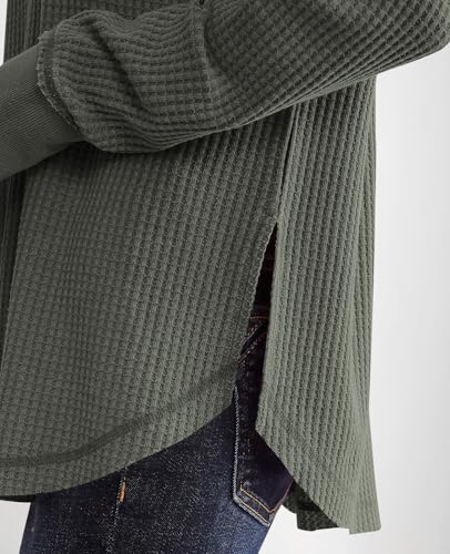 PRETTYGARDEN Womens Fall Fashion 2025 Waffle Knit Long Sleeve Tunic Tops for Women Loose Fit Dressy Casual V Neck Shirts3