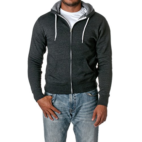 Independent Trading Co. Unisex Full Zip Hooded Sweatshirt Charcoal Heather Small