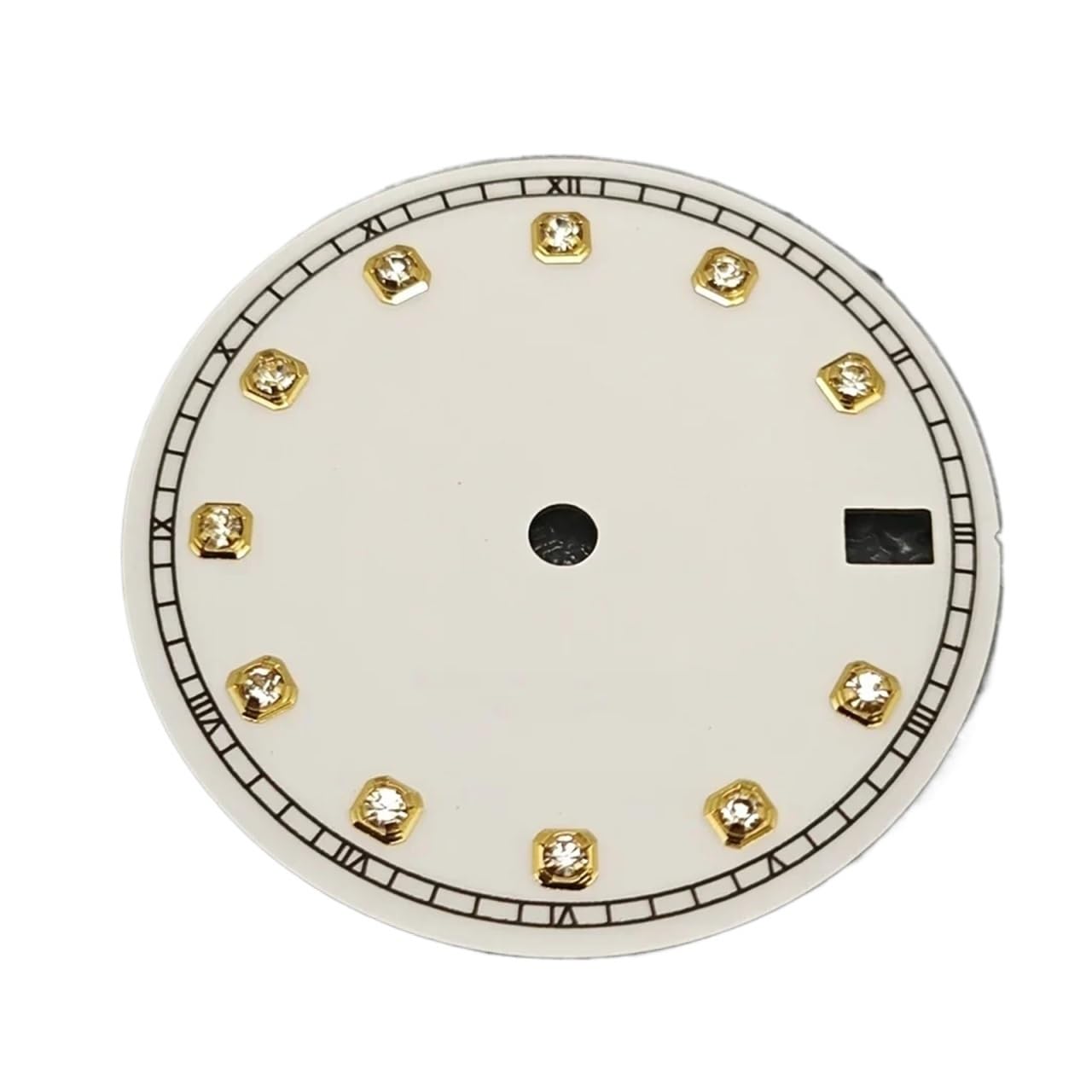 Esfera NH35 de 28,5 mm blanca con borde dorado para modificar reloj