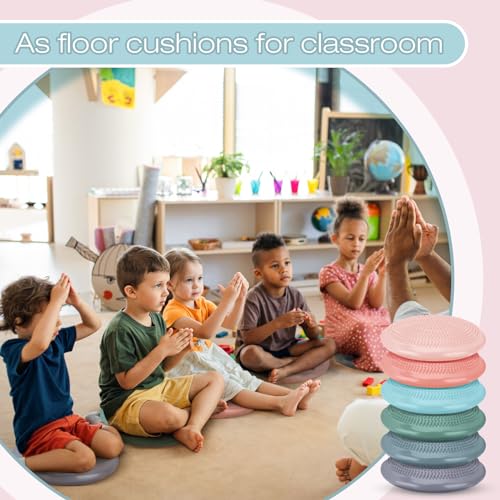 Image of Amylove 6 Pcs Wiggle Seat Inflated Wobble Cushion for Sensory Kid 13 Inch Balance Disc Kids Flexible Seating Exercise Sensory Pad Chair Cushion for Classroom Office School(Morandi)